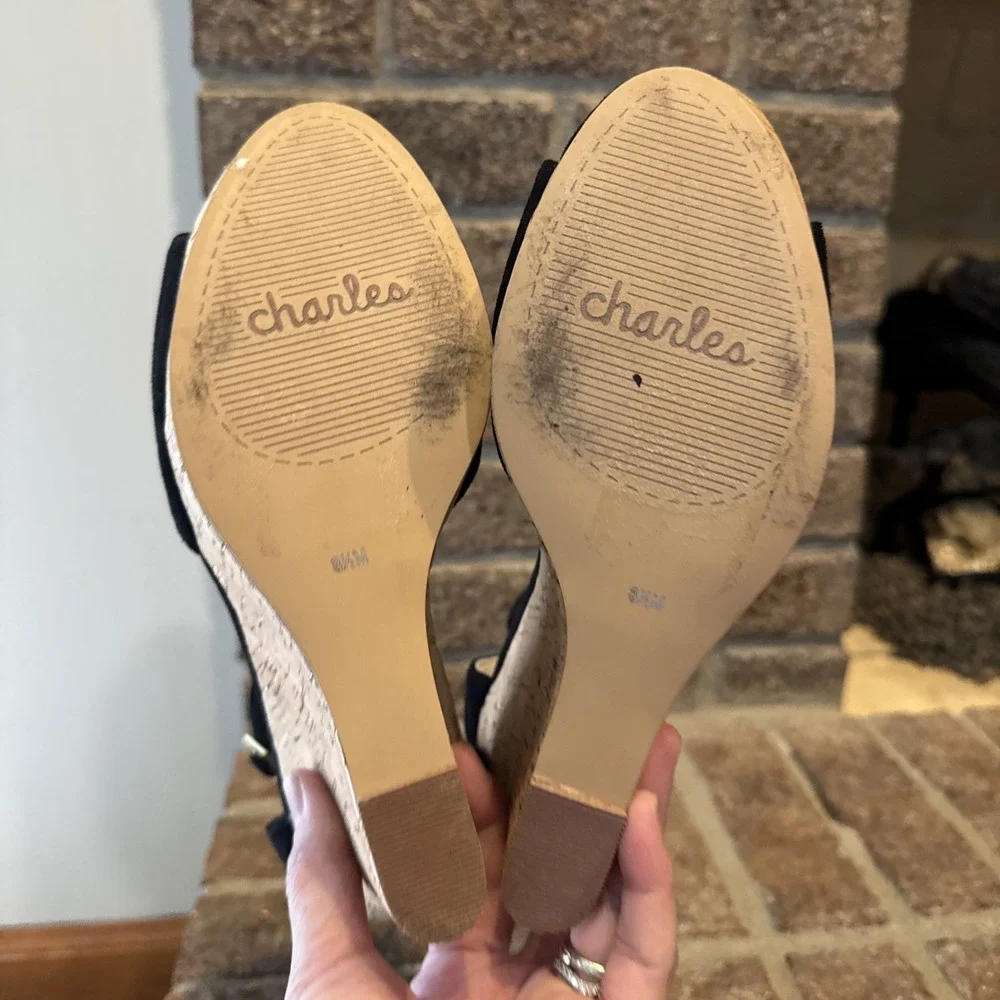 Charles by‎ Charles David Lois Women's Sandal Cork Platform Sz8.5 Black #145